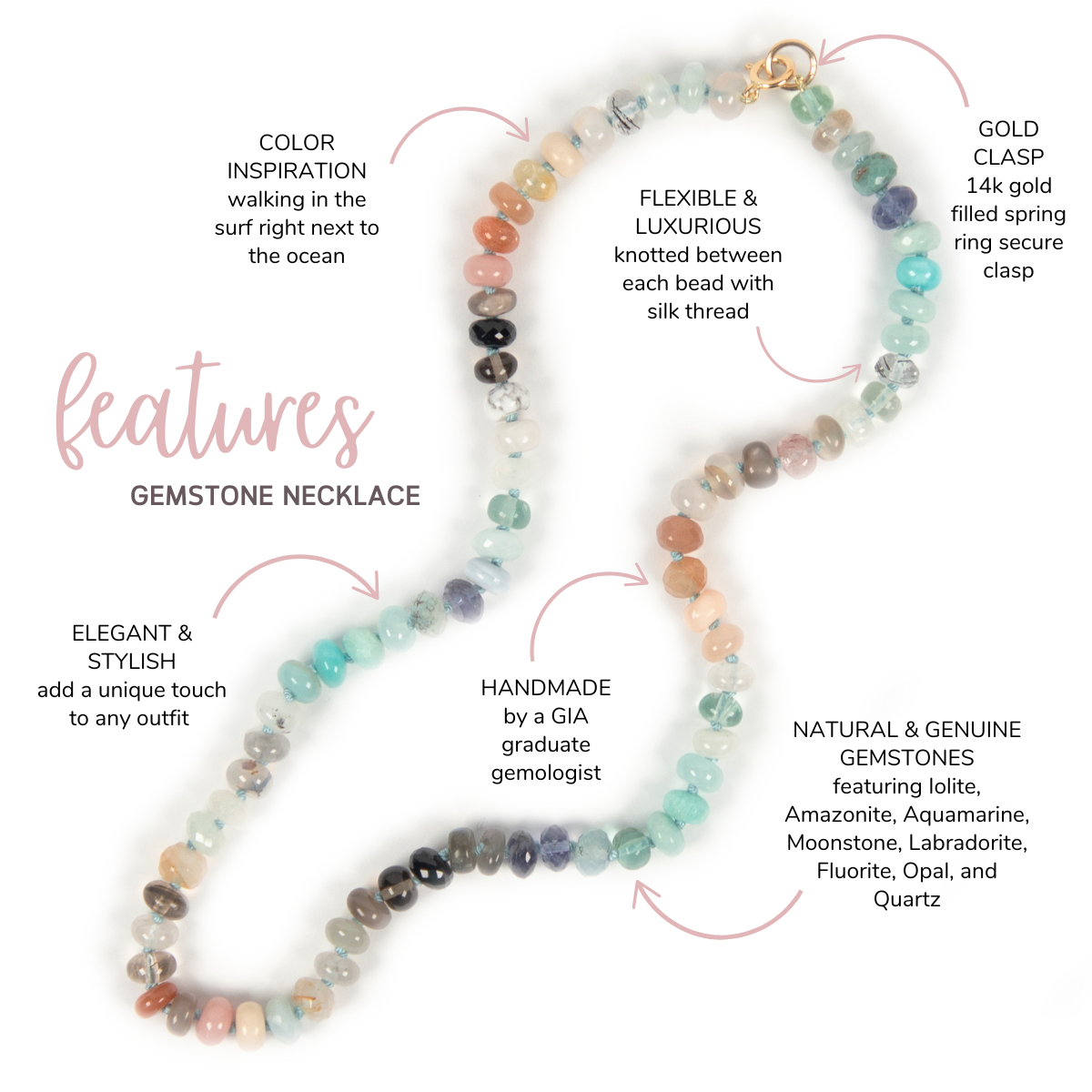 19 inch Surfside Gemstone Beaded Necklace