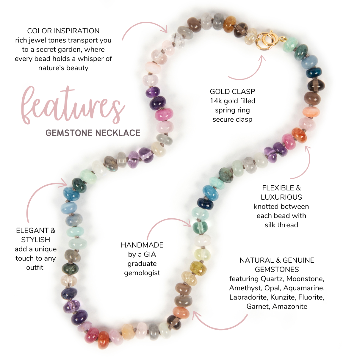19 inch Secret Garden Gemstone Beaded Necklace