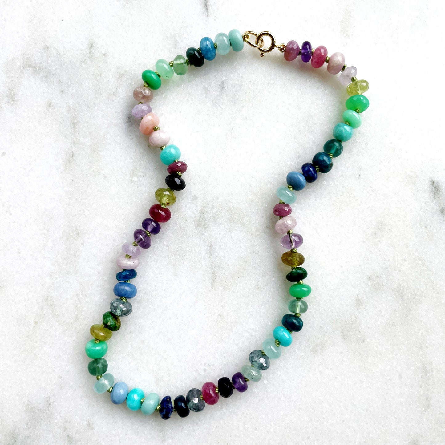 16.5" Wildflower Grass Gemstone Beaded Necklace