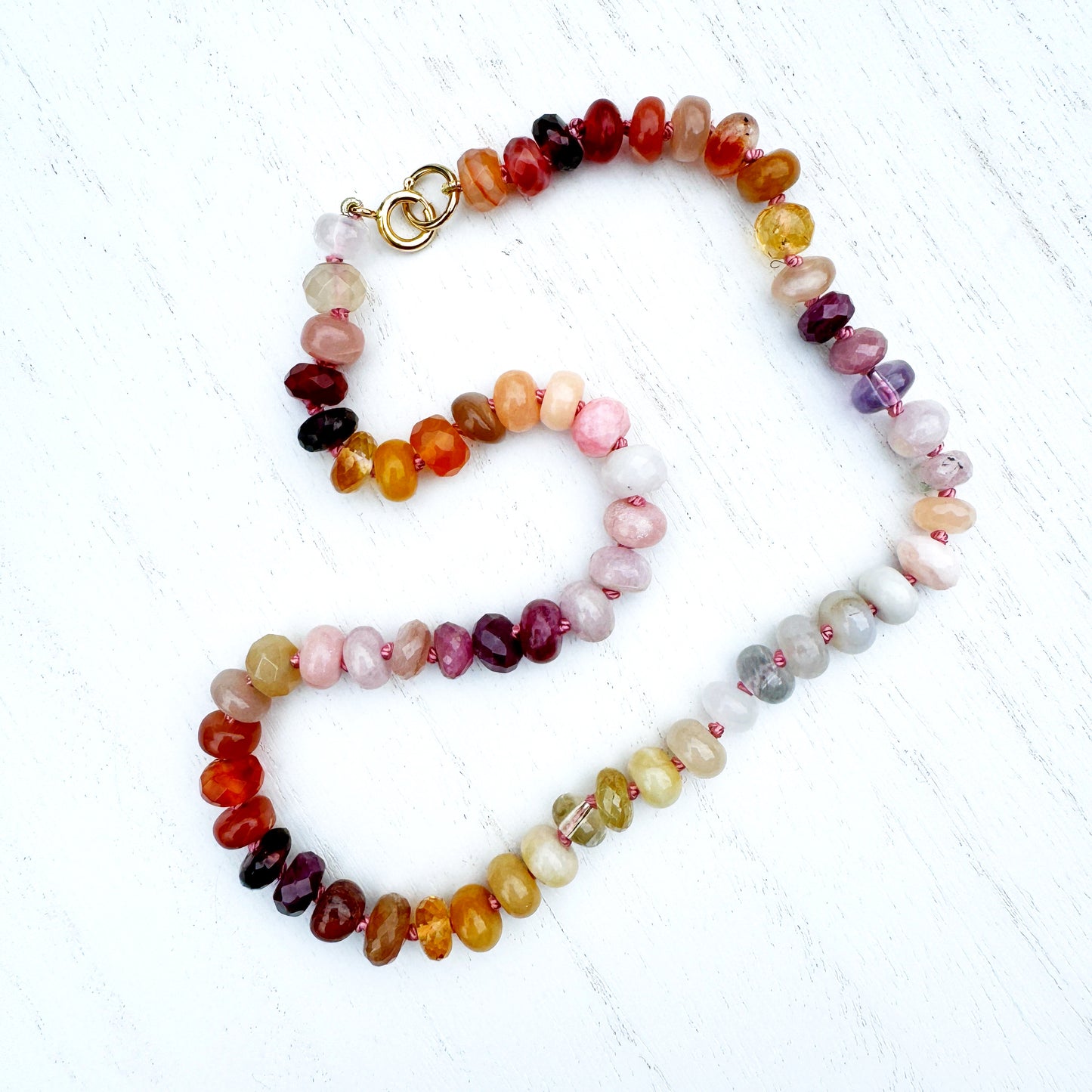 16.25" Autumn Sunset Gemstone Beaded Necklace