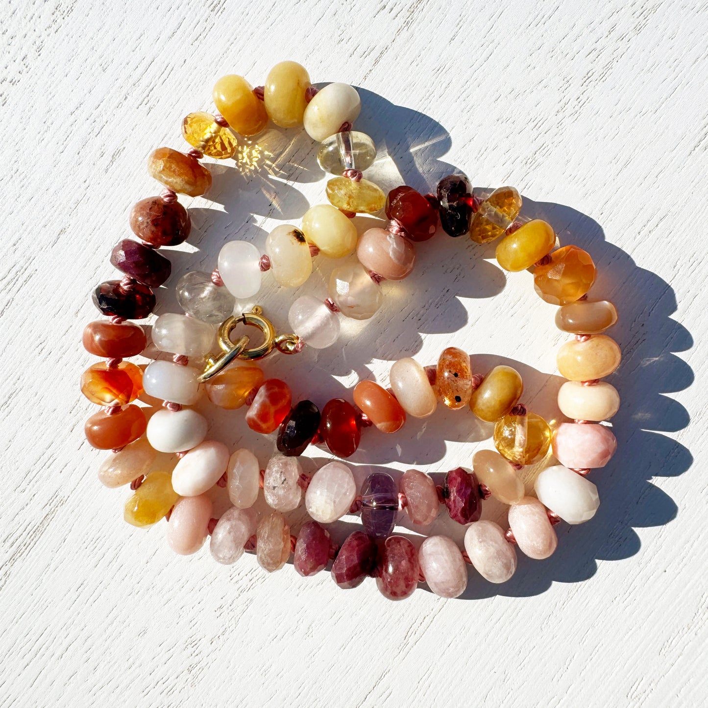 16.25" Autumn Sunset Gemstone Beaded Necklace