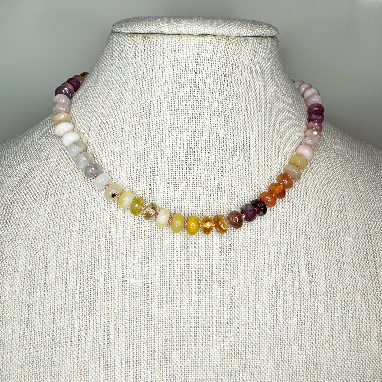 16.25" Autumn Sunset Gemstone Beaded Necklace