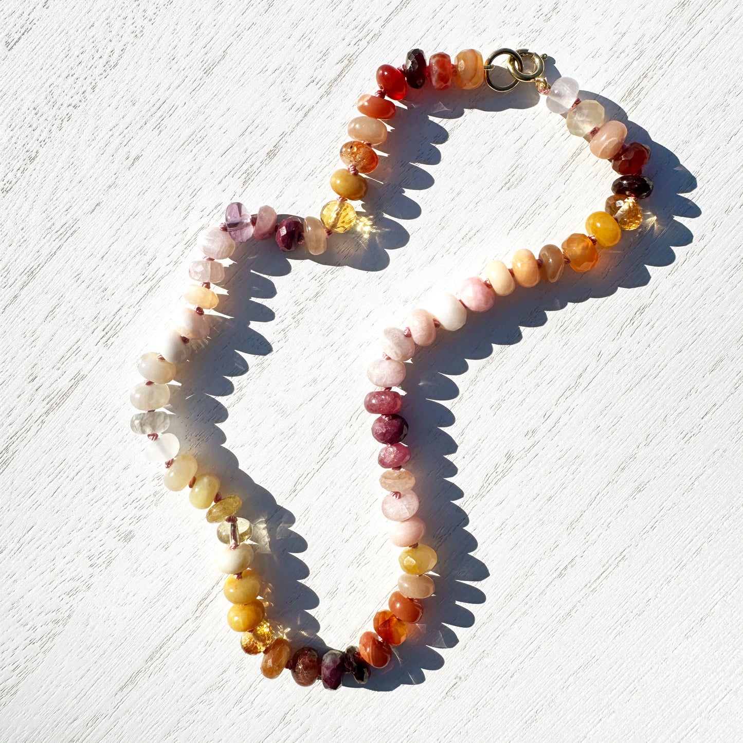 16.25" Autumn Sunset Gemstone Beaded Necklace