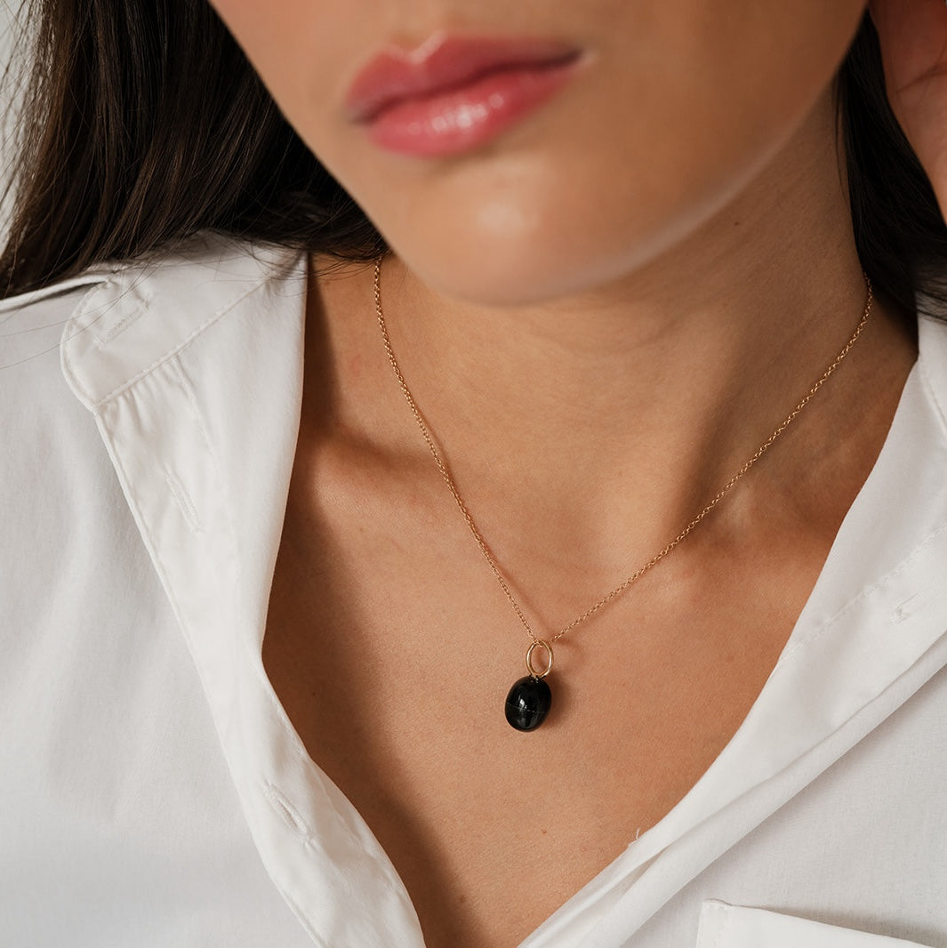 Black Swan Gemstone Drop Charm