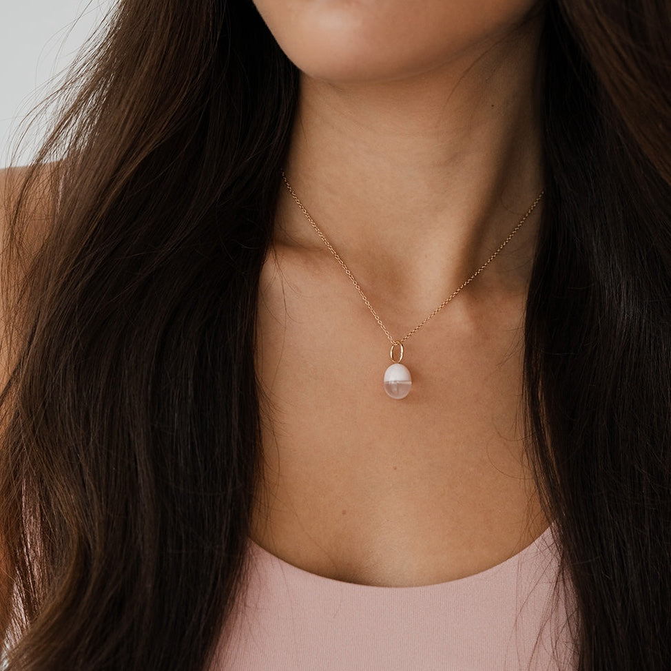 Pink Moon Gemstone Drop Charm