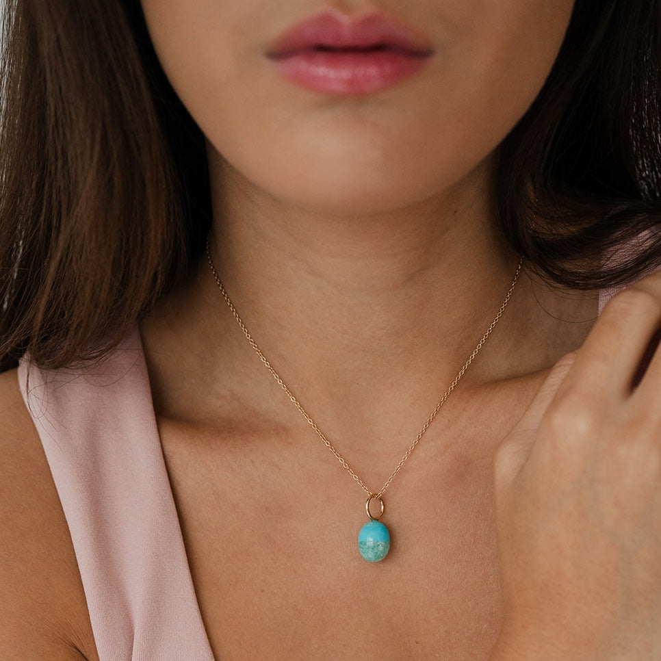 Turquoise Sea Gemstone Drop Charm