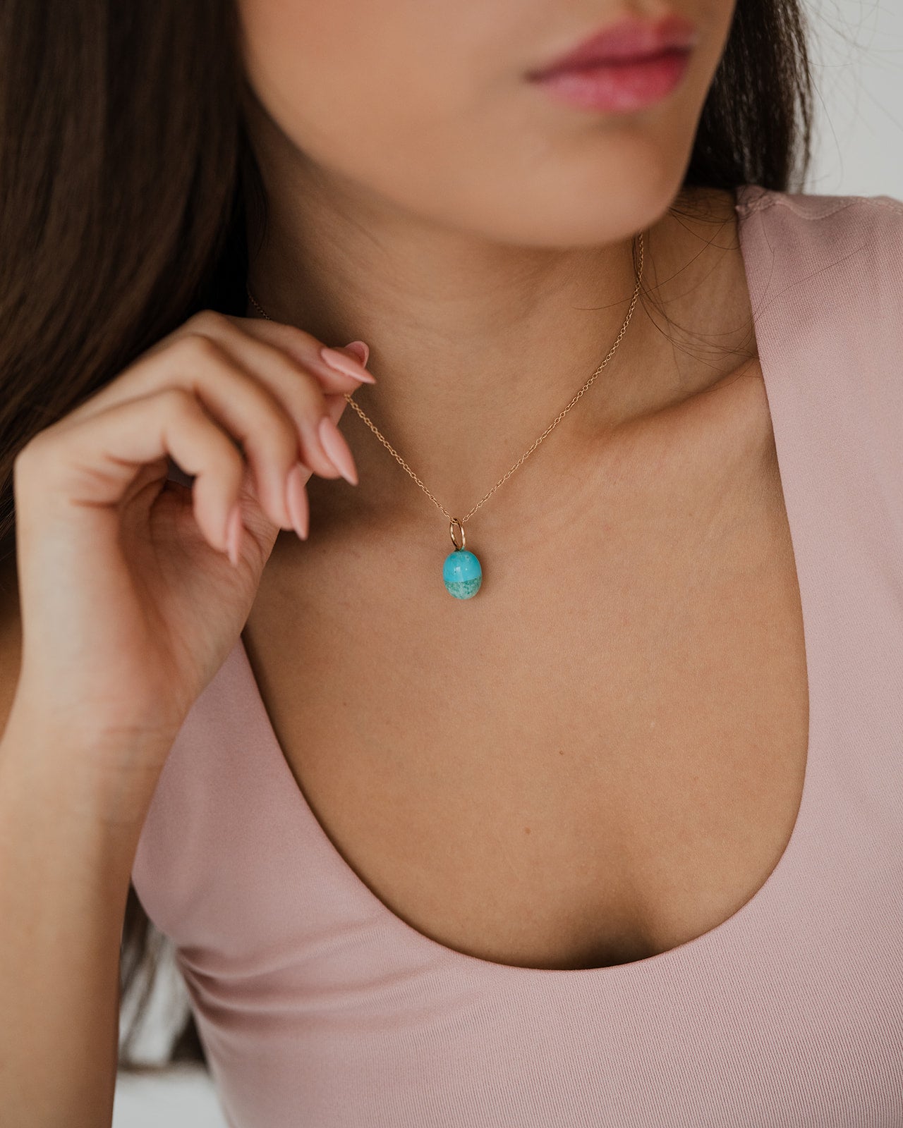 Turquoise Sea Gemstone Drop Charm
