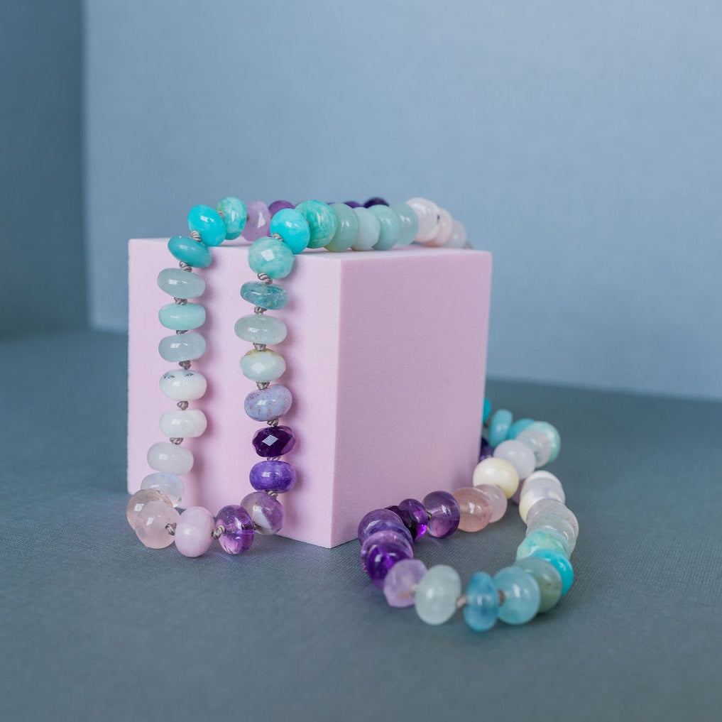 22.25" Violet Sea Gemstone Beaded Necklace