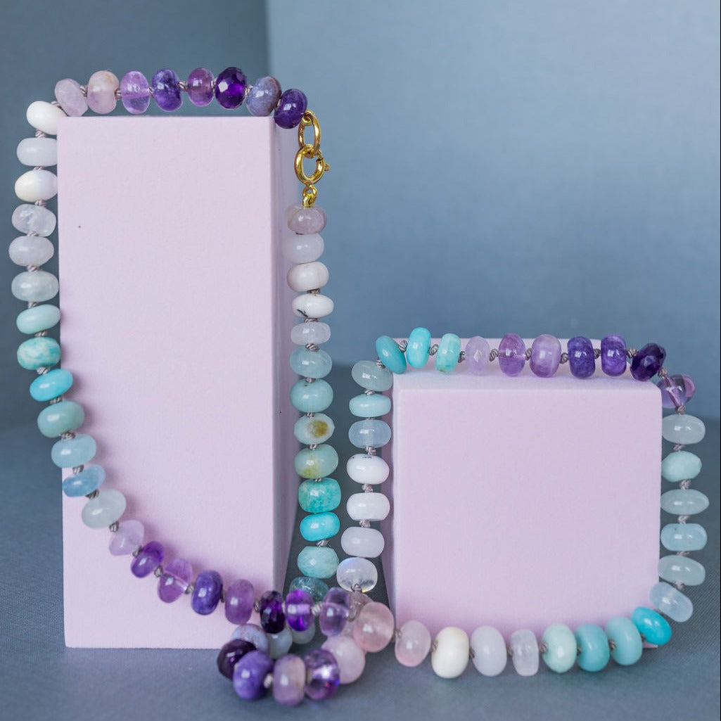 22.25" Violet Sea Gemstone Beaded Necklace