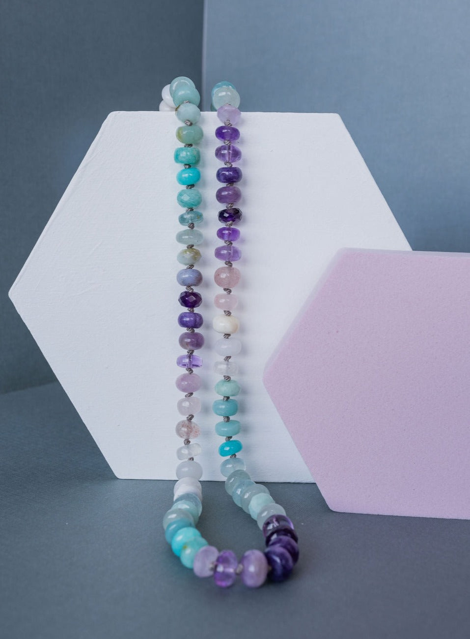 22.25" Violet Sea Gemstone Beaded Necklace