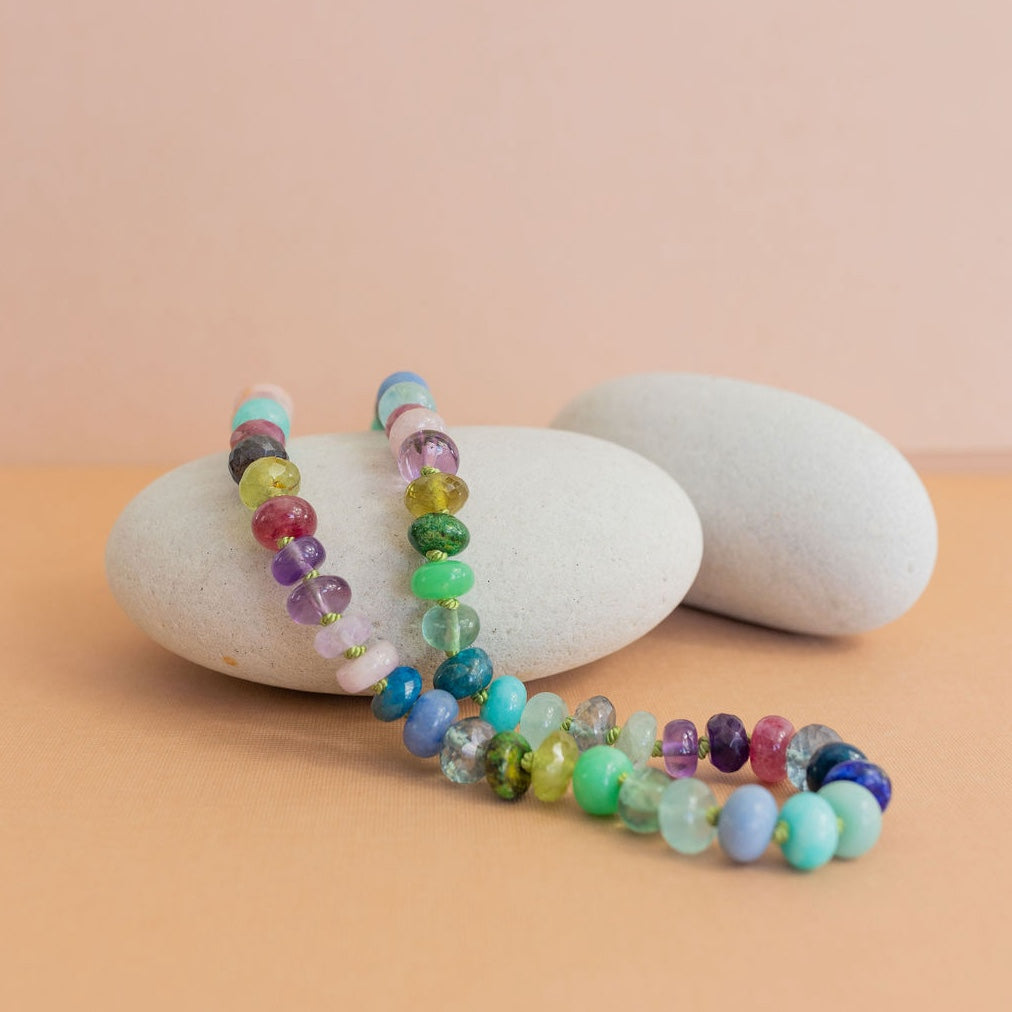 16.5" Wildflower Grass Gemstone Beaded Necklace