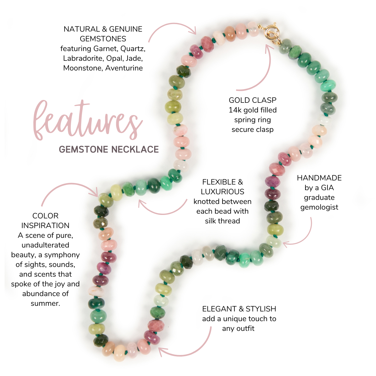 19 inch Summer Field Gemstone Beaded Necklace