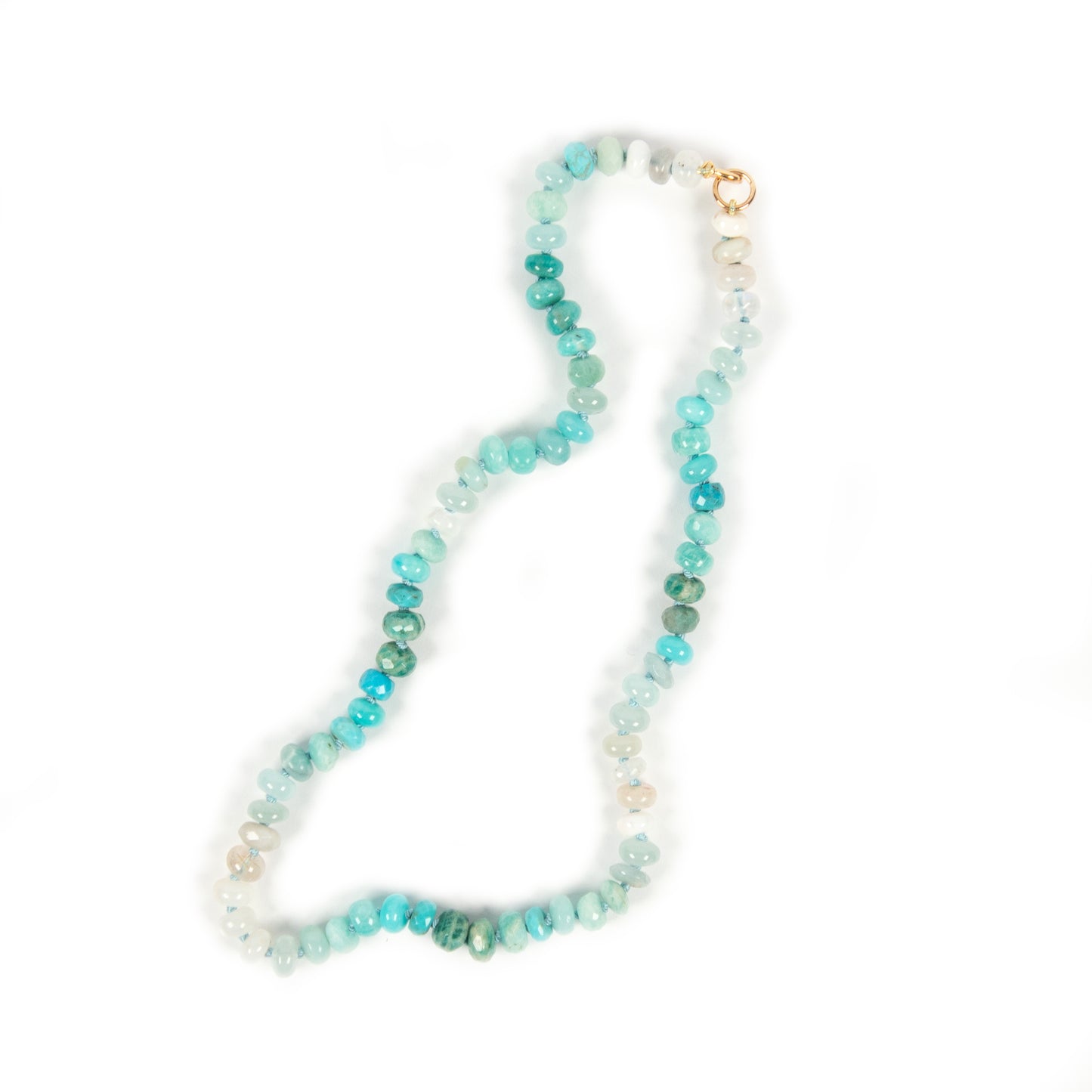 19 inch Caribbean Lake Gemstone Beaded Necklace