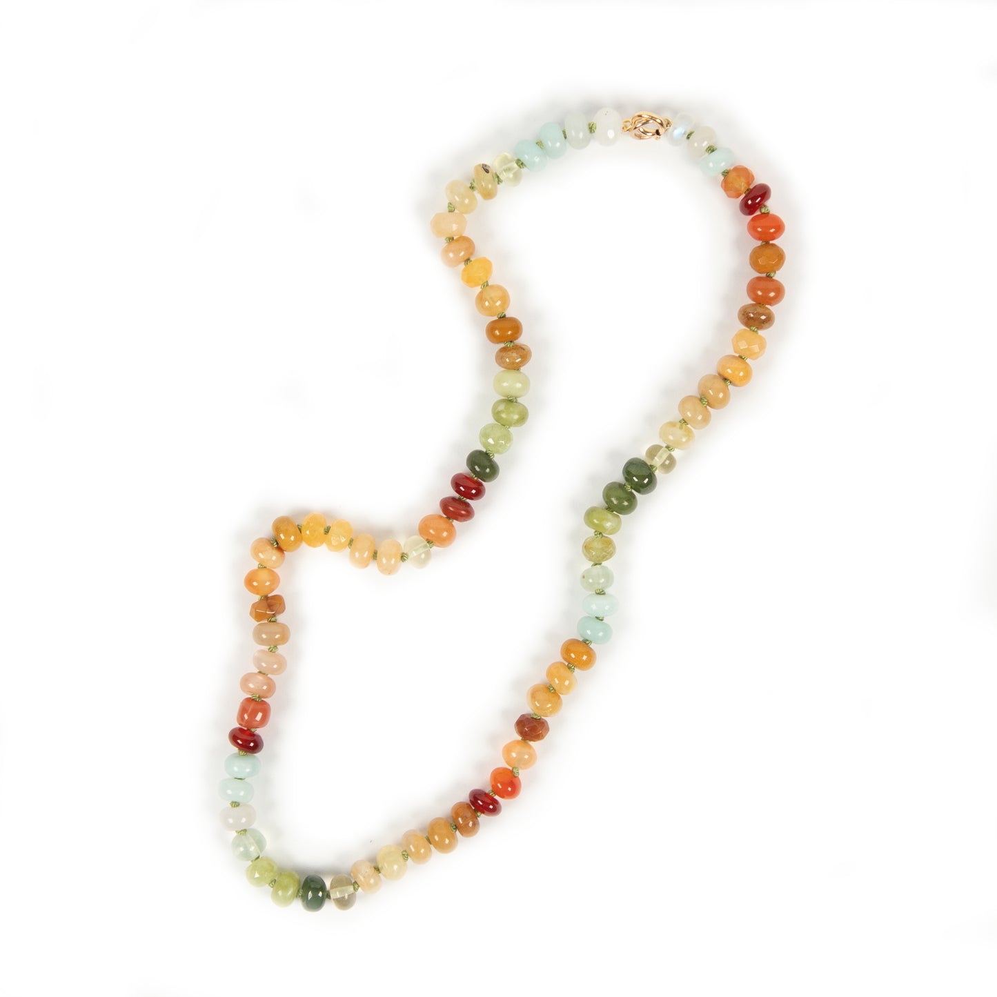 19 inch Yellow Sunflower Gemstone Beaded Necklace