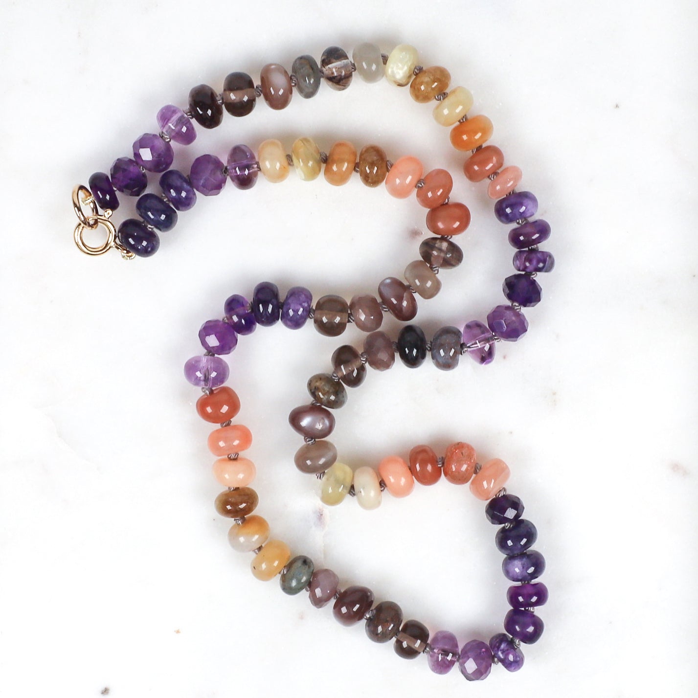 19.5" Violet Sun Gemstone Beaded Necklace