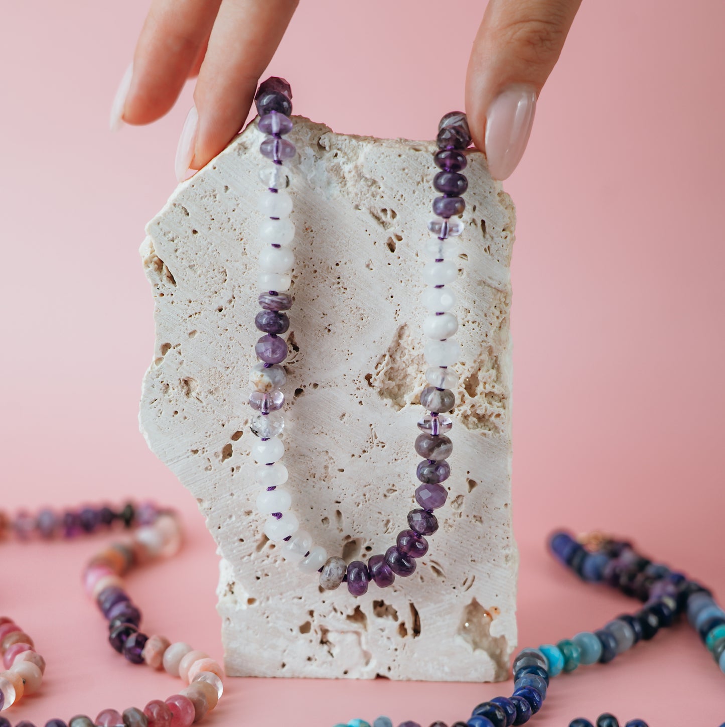 19.5" Violet Snow Beaded Necklace