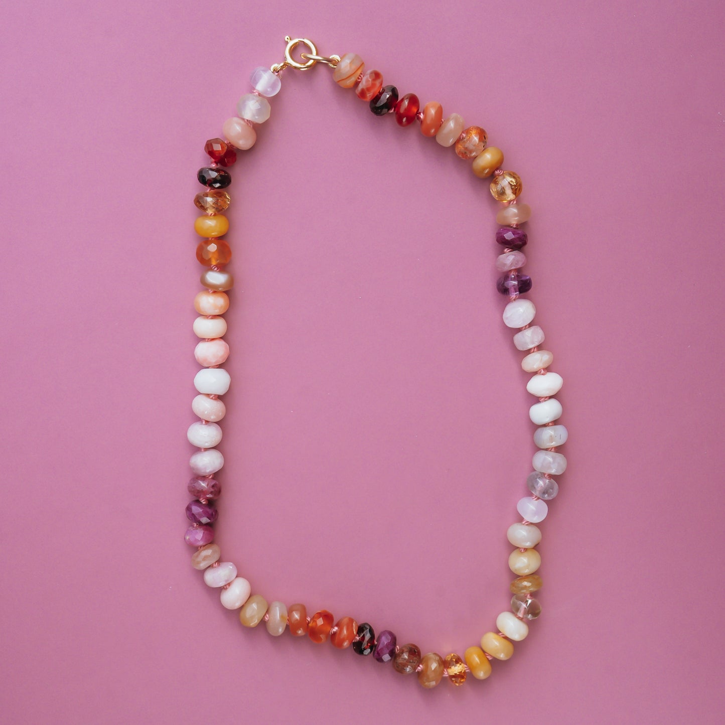 16.25" Autumn Sunset Gemstone Beaded Necklace