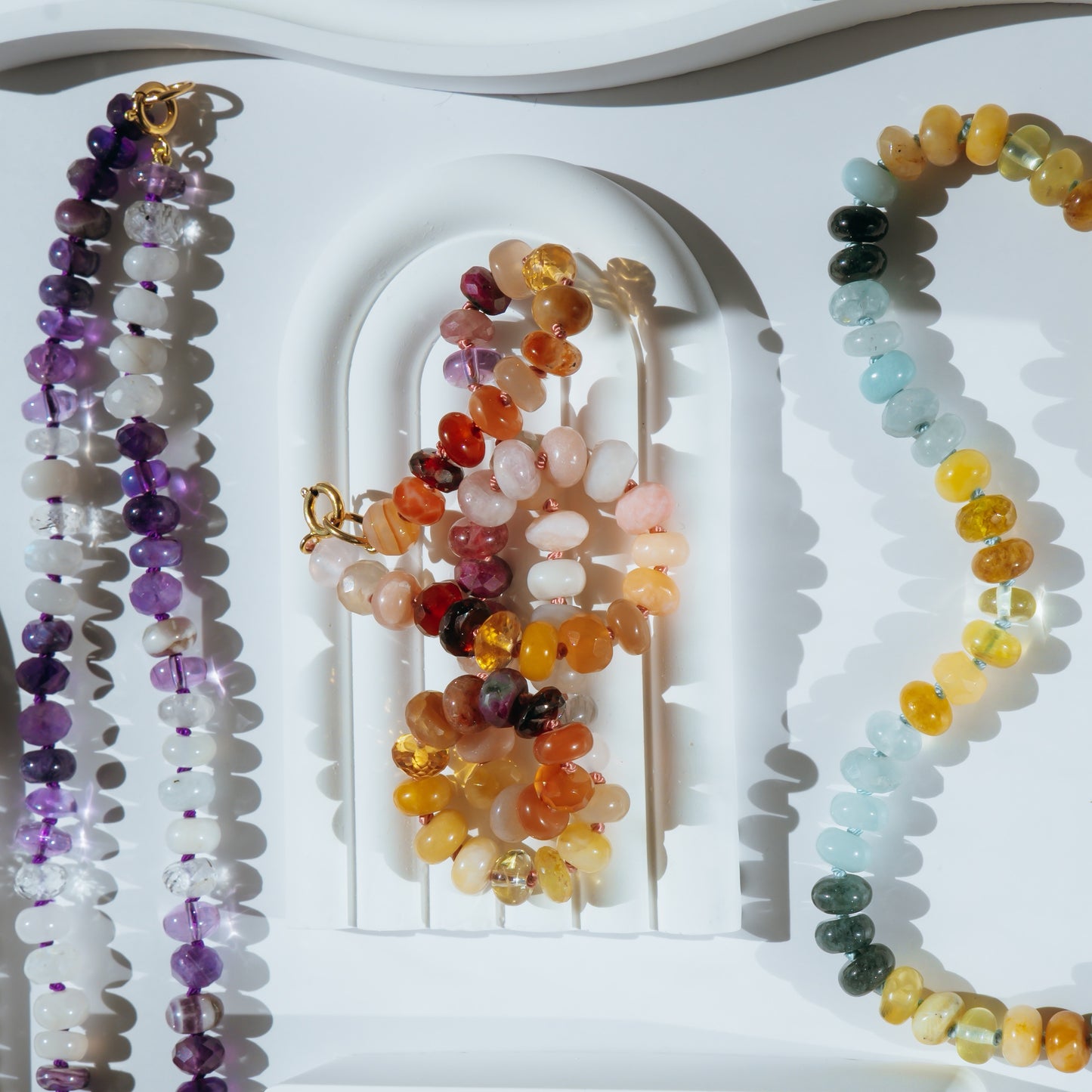 16.25" Autumn Sunset Gemstone Beaded Necklace