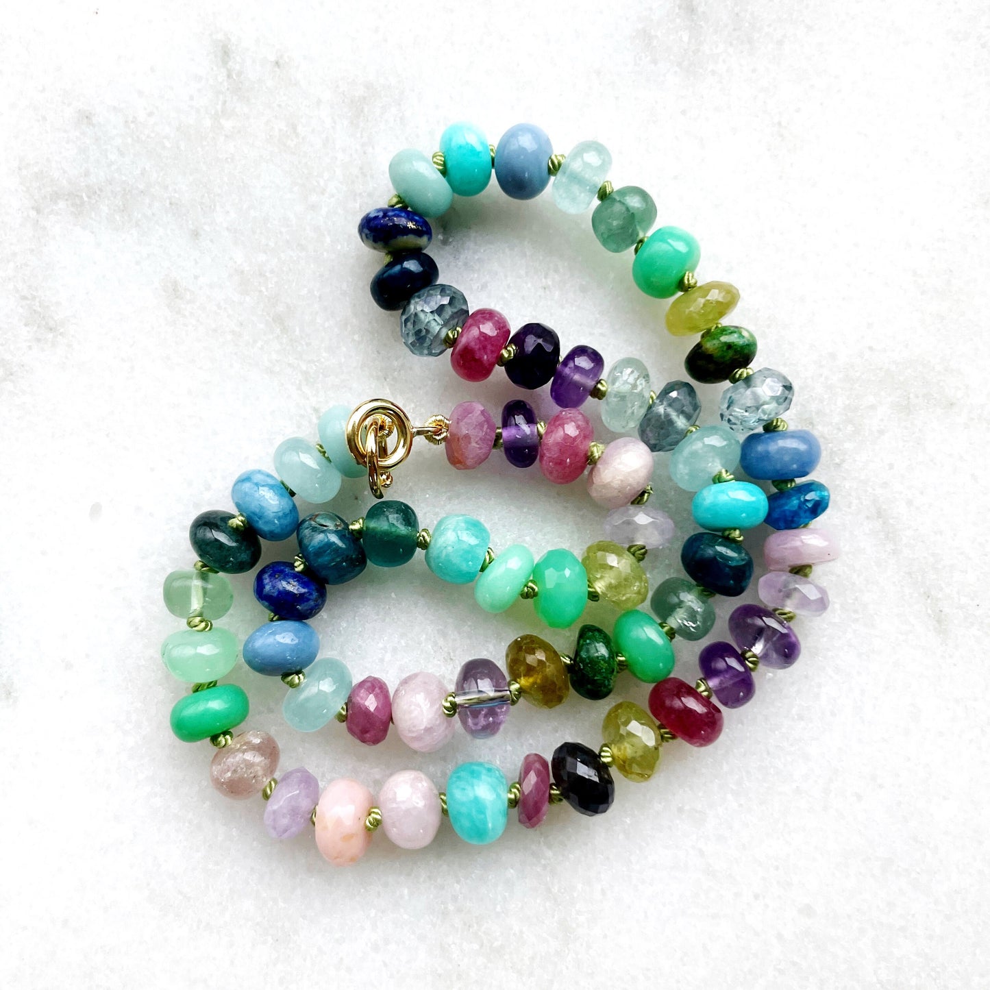 16.5" Wildflower Grass Gemstone Beaded Necklace