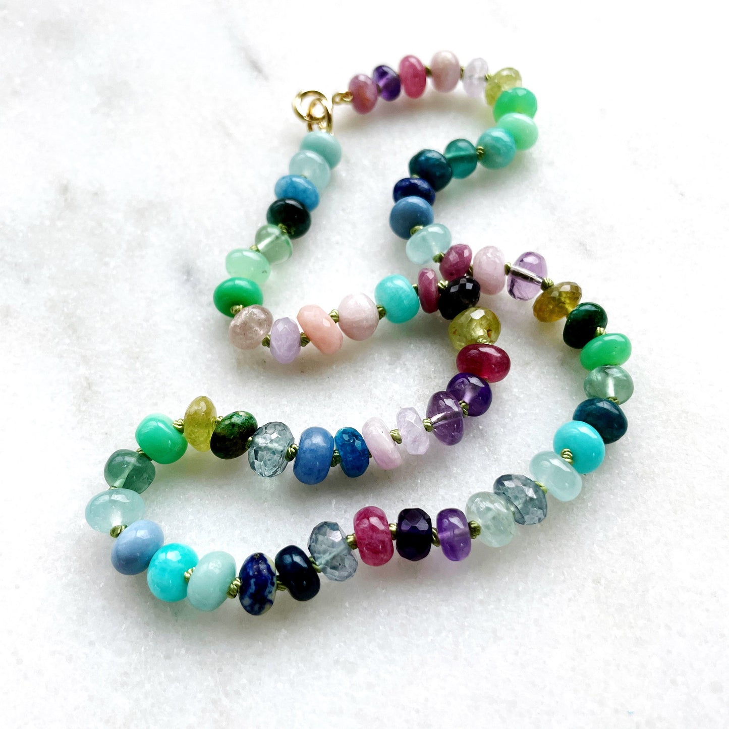 16.5" Wildflower Grass Gemstone Beaded Necklace