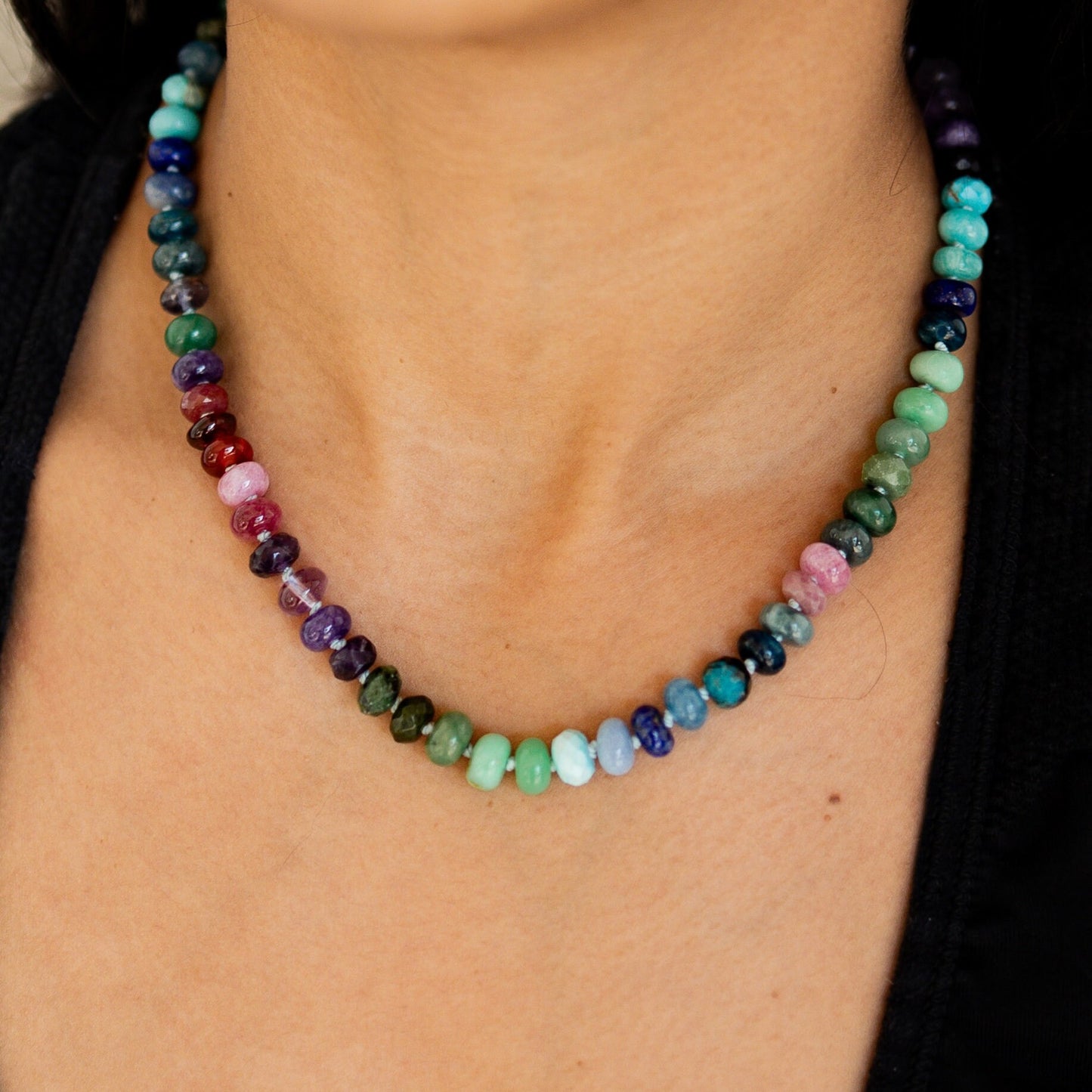 16.5" Wildflower Grass Gemstone Beaded Necklace