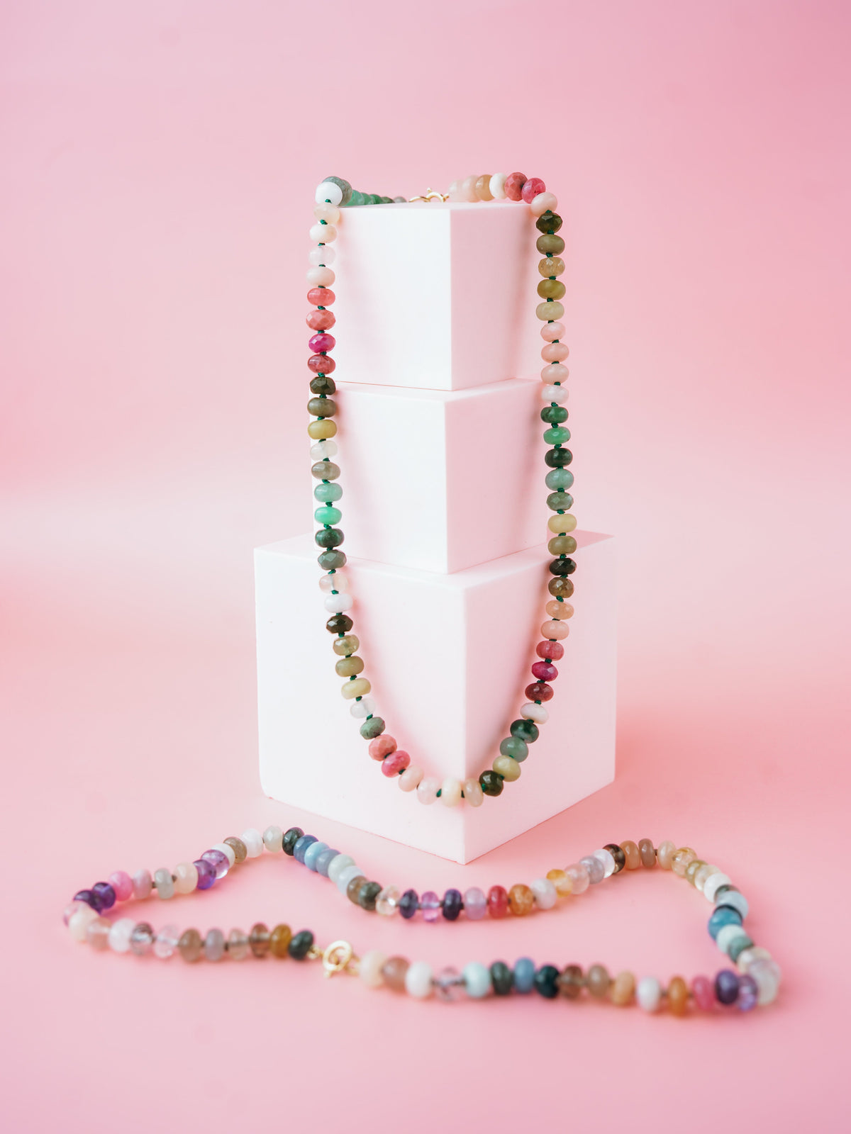 Pink and Purple Gemstone Necklaces