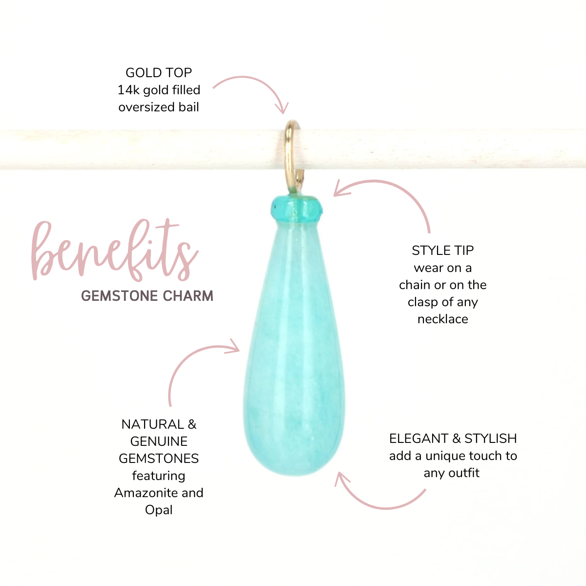 Amazonite and Opal Gemstone Drop Charm