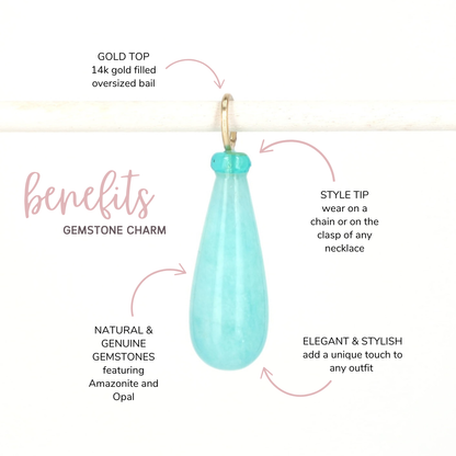 Amazonite and Opal Gemstone Drop Charm