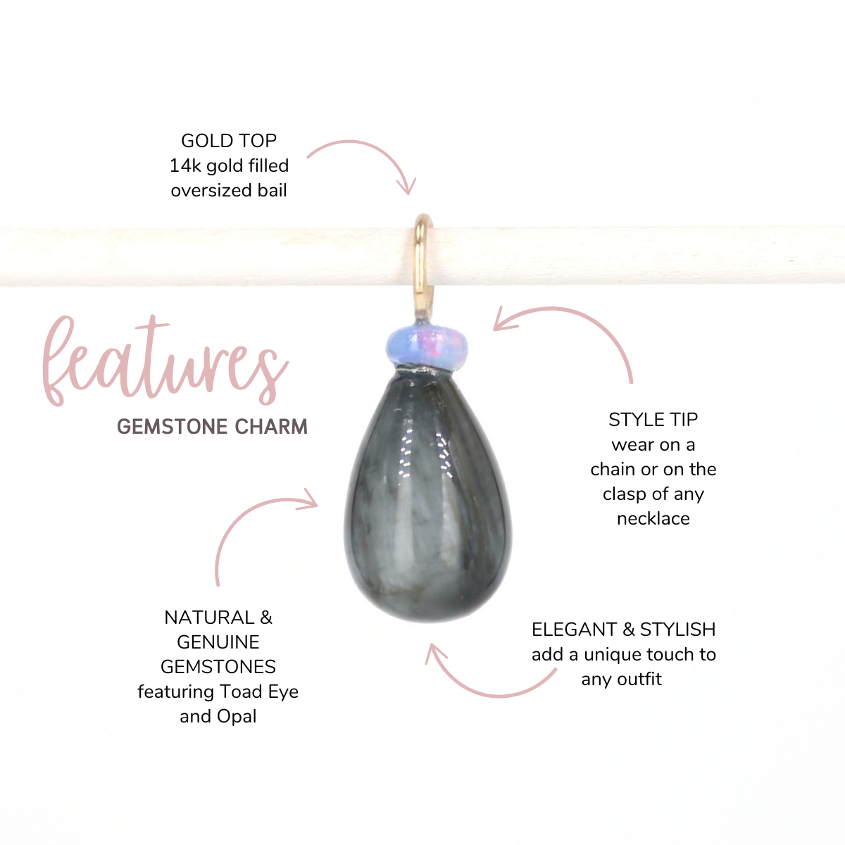 Toad Eye and Opal Gemstone Charm