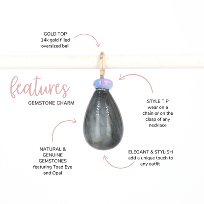 Toad Eye and Opal Gemstone Charm