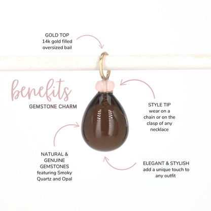 Smoky Quartz and Opal Gemstone Drop Charm