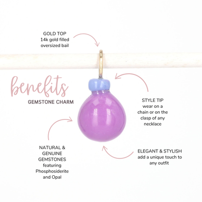 Phosphosiderite and Opal Gemstone Drop Charm