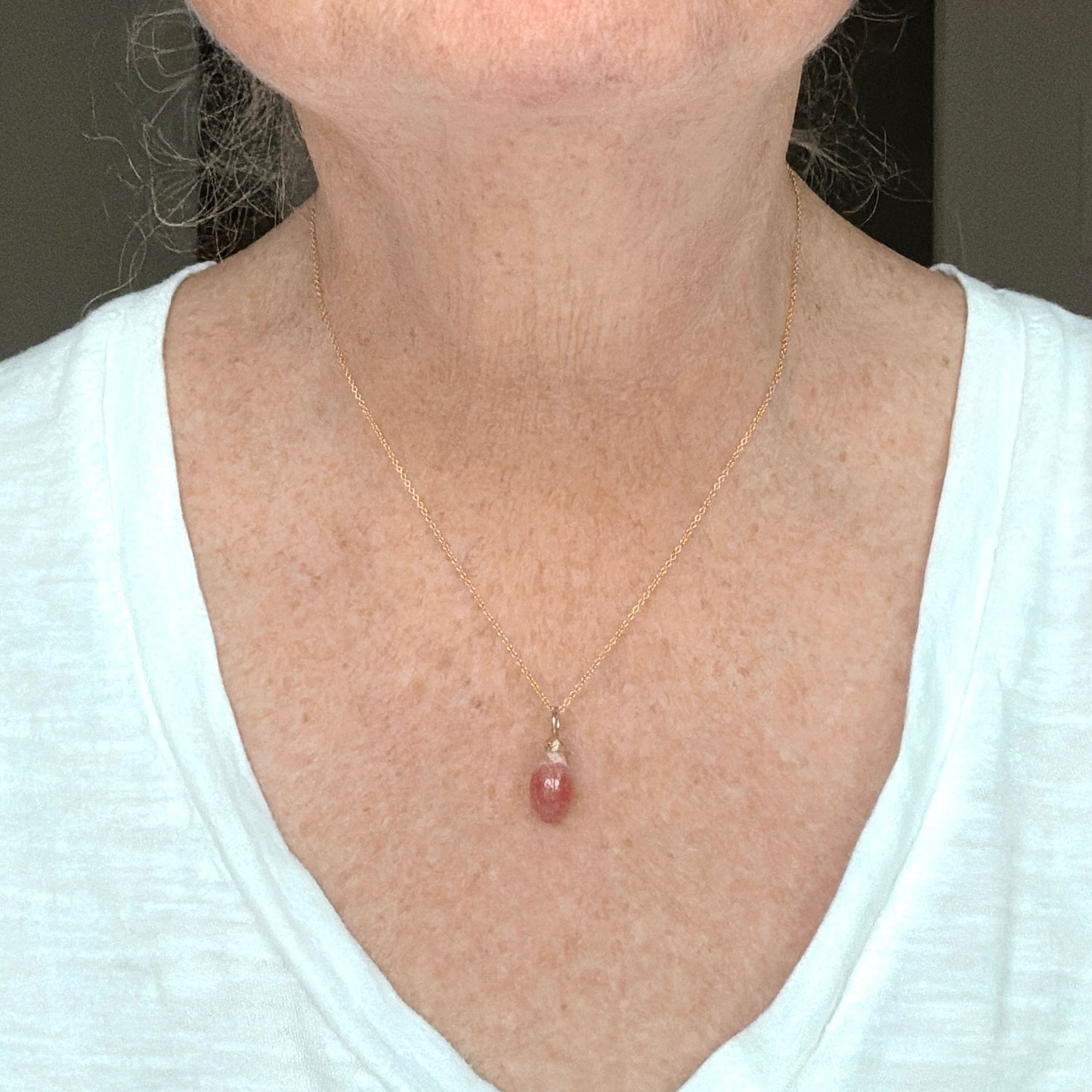 Rhodocrosite and Zircon Gemstone Charm