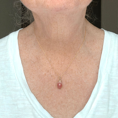 Rhodocrosite and Zircon Gemstone Charm