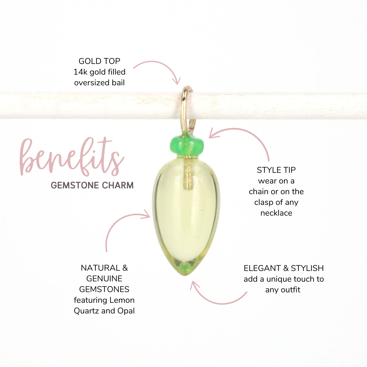 Lemon Quartz and Opal Gemstone Drop Charm