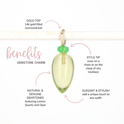 Lemon Quartz and Opal Gemstone Drop Charm