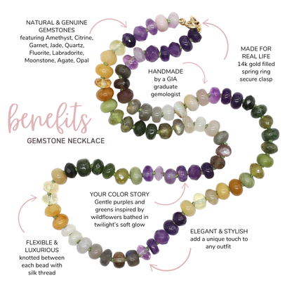 Violet Meadow Gemstone Beaded Necklace