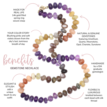 Violet Sun Gemstone Beaded Necklace