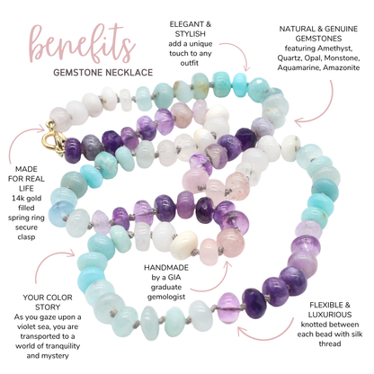 Violet Sea Gemstone Beaded Necklace