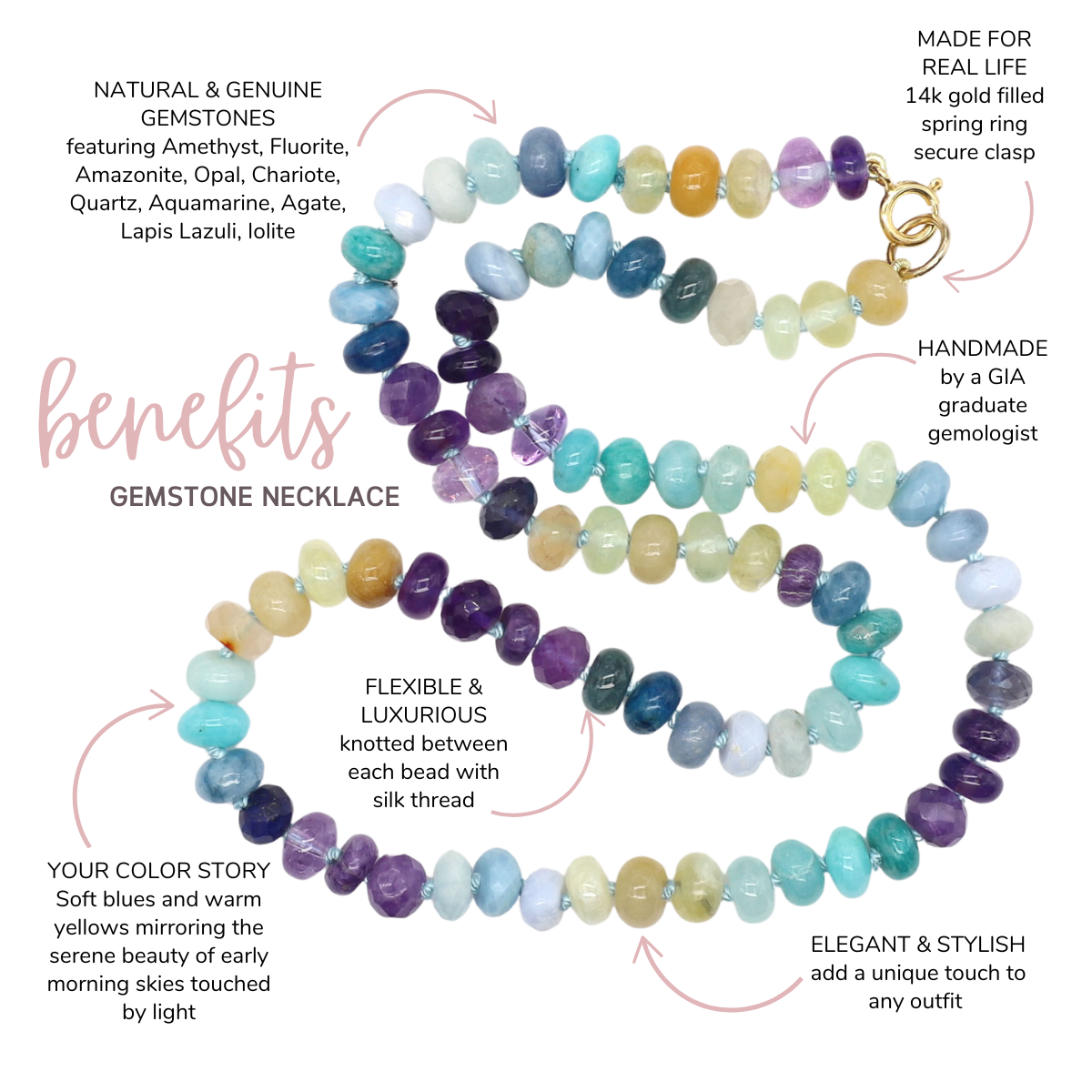 Sky Glow Gemstone Beaded Necklace