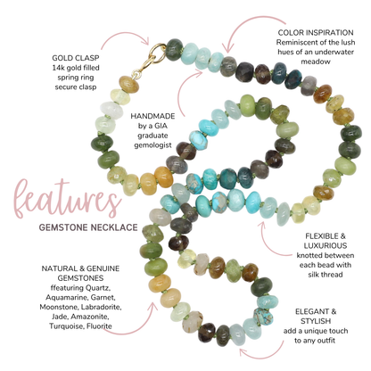 Ocean Grass Gemstone Beaded Necklace
