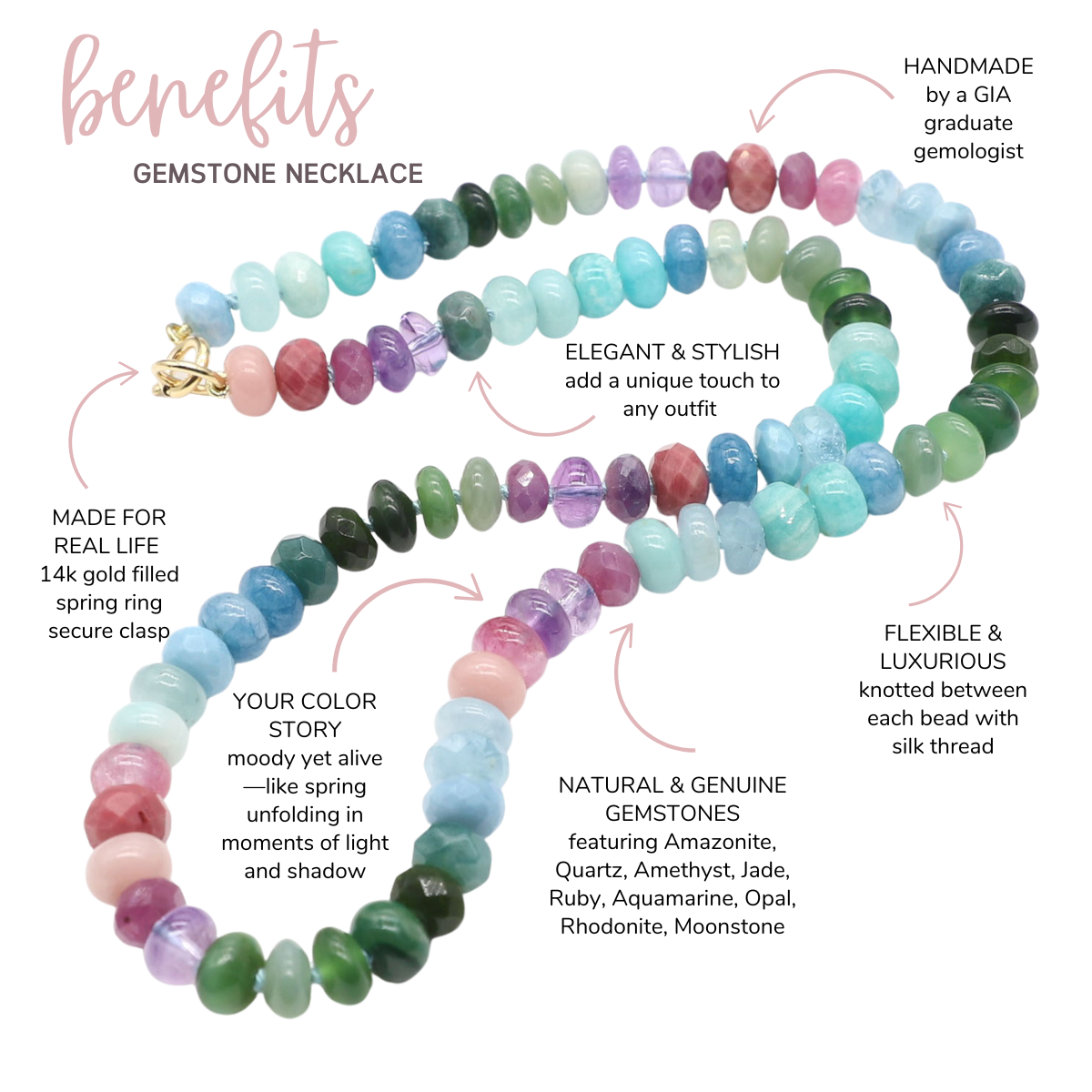 Spring Shadows Gemstone Beaded Necklace