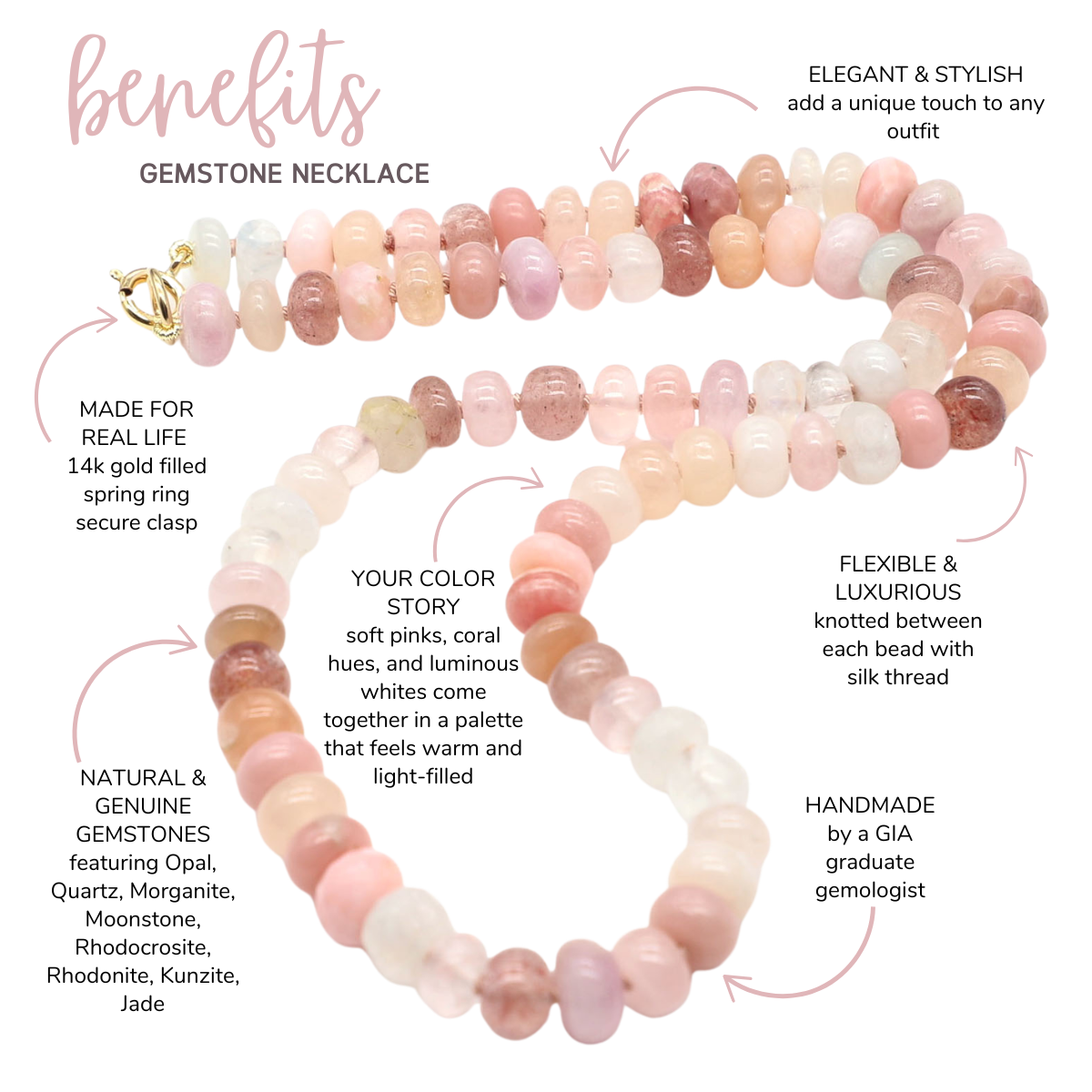 Summer Dawn Gemstone Beaded Necklace—Fire Element for Aires, Leo and Sagittarius