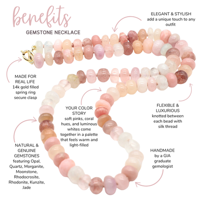 Summer Dawn Gemstone Beaded Necklace—Fire Element for Aires, Leo and Sagittarius