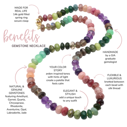 Night Garden Gemstone Beaded Necklace—Earth Element for Taurus, Capricorn and Virgo