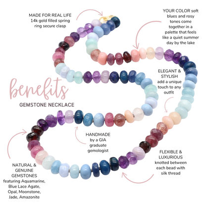 Summer Lake Gemstone Beaded Necklace—Water Element for Cancer, Scorpio and Pisces