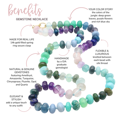 Jungle Sky Gemstone Beaded Necklace—Air Element for Libra, Aquarius and Gemini
