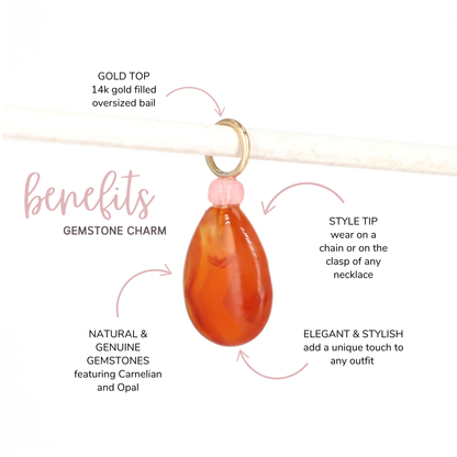Carnelian and Opal Gemstone Drop Charm