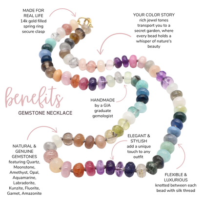 Secret Garden Gemstone Beaded Necklace—Water Element for Cancer, Scorpio and Pisces