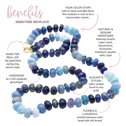 Deep Ocean Gemstone Beaded Necklace